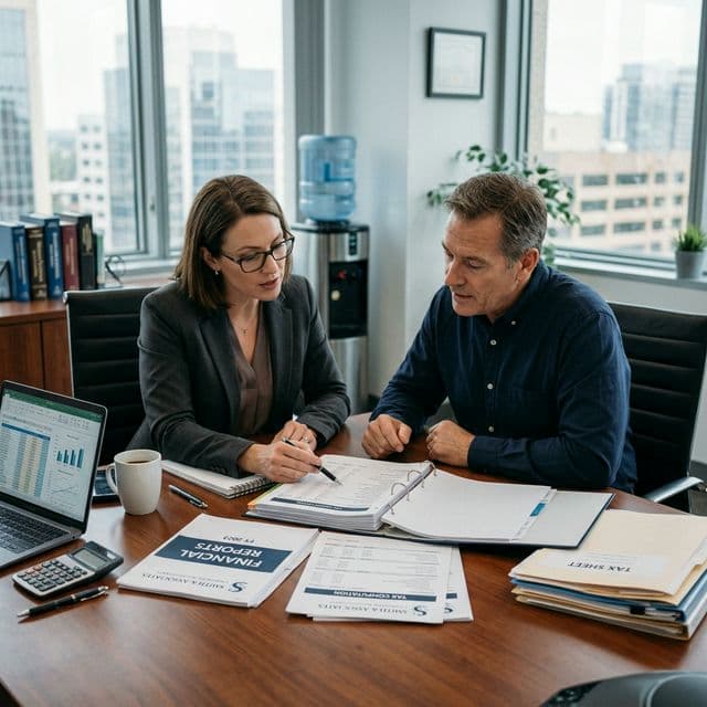 Tax experts collaborating on property documents